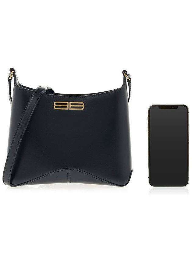 Luxury Balenciaga  Double B Logo Hobo Shoulder Bag Black