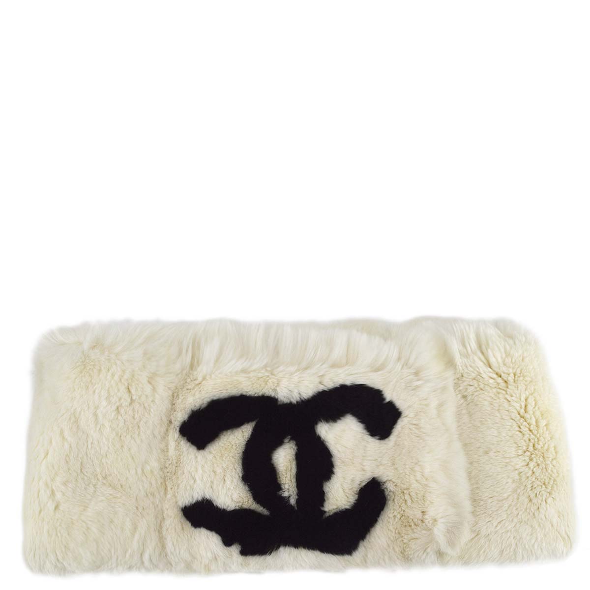 Chanel Fur Shawl Scarf White