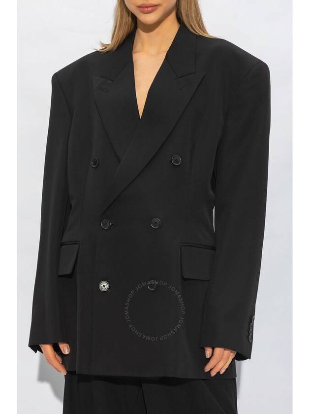 Luxury Balenciaga  Cinched Double Breasted Wool Jacket Black