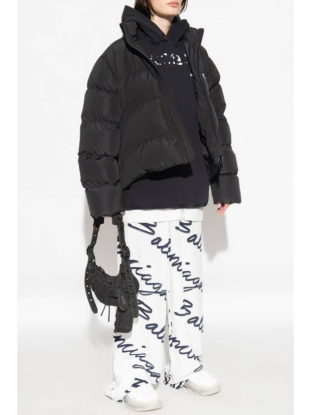 Luxury Balenciaga  Logo Oversized Cotton Hoodie Black