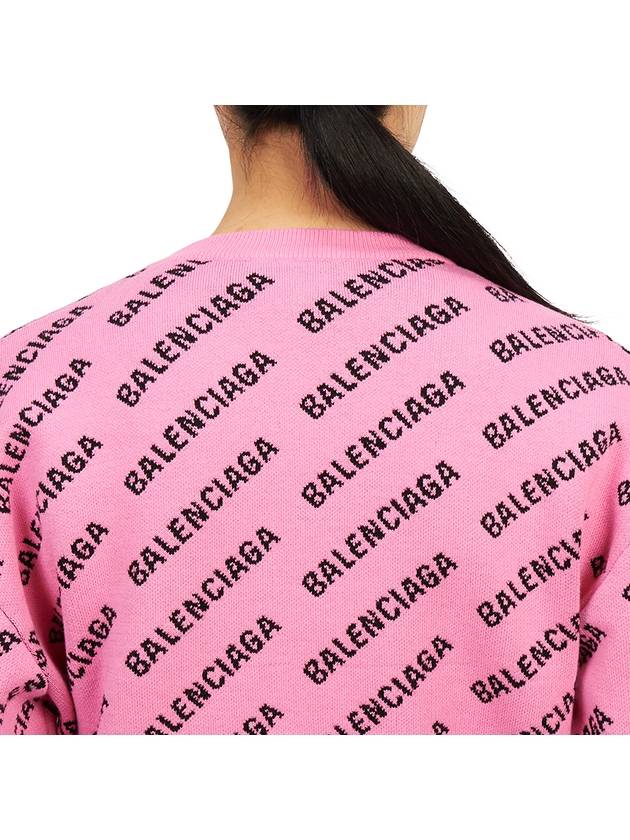 Luxury Balenciaga  Mini All-Over Logo Knit Top Pink