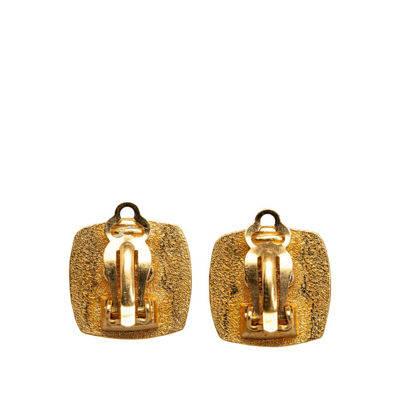 Chanel Vintage Coco Square Earring Gold Black   Chanel