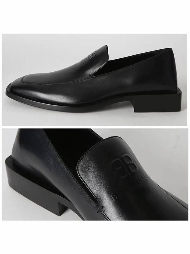 Luxury Balenciaga  BB Logo Square Toe Loafers Black