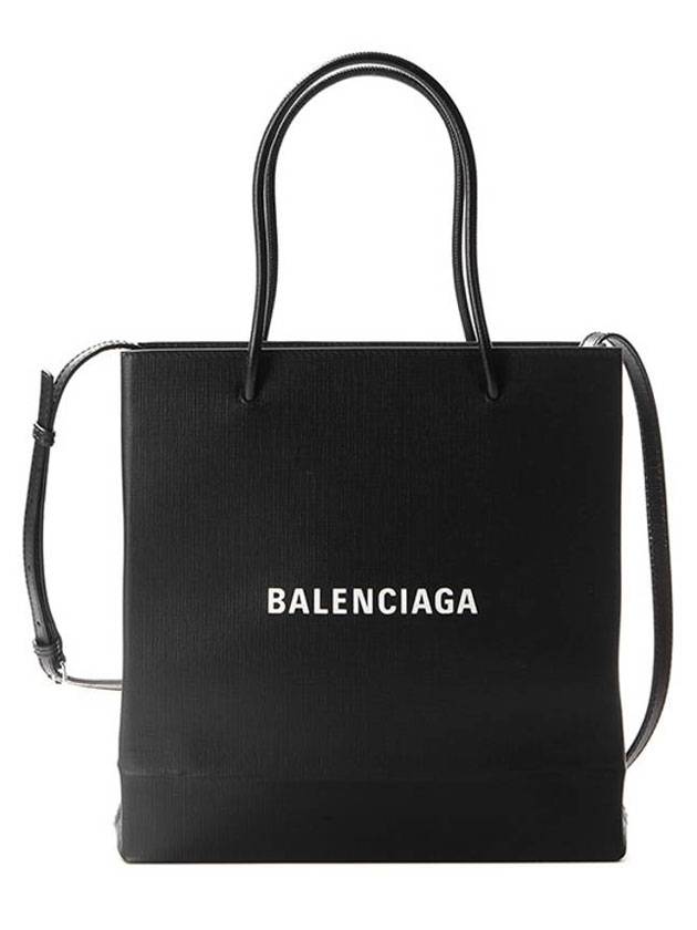 Luxury Balenciaga  Logo Print Square Tote Bag Black
