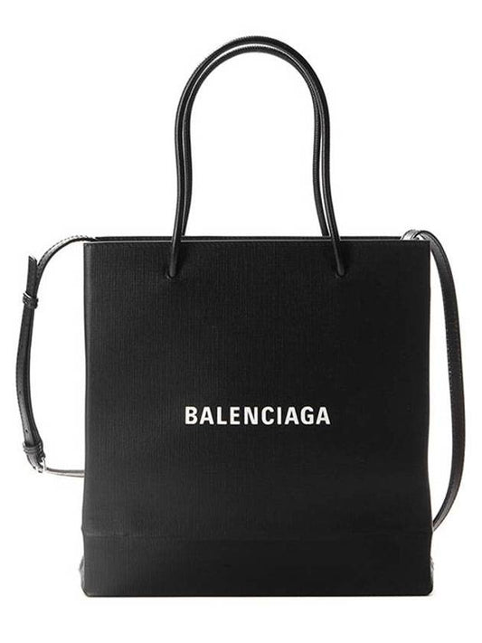 Luxury Balenciaga  Logo Print Square Tote Bag Black