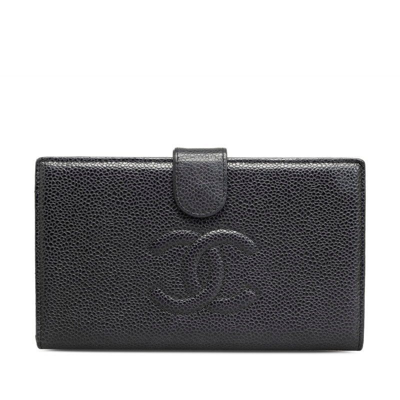 Chanel Coco Double Fold Wallet Black Caviar S  Chanel