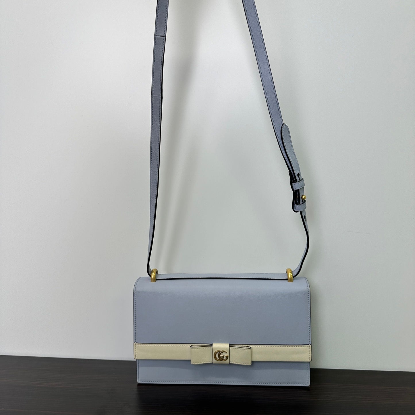 Gucci GG Marmont Ribbon Shoulder Bag Leather Small Blue LB