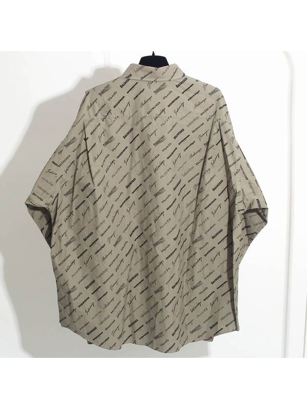 Luxury Balenciaga  Men's Allover Logo Long Sleeve Shirt Dust Black