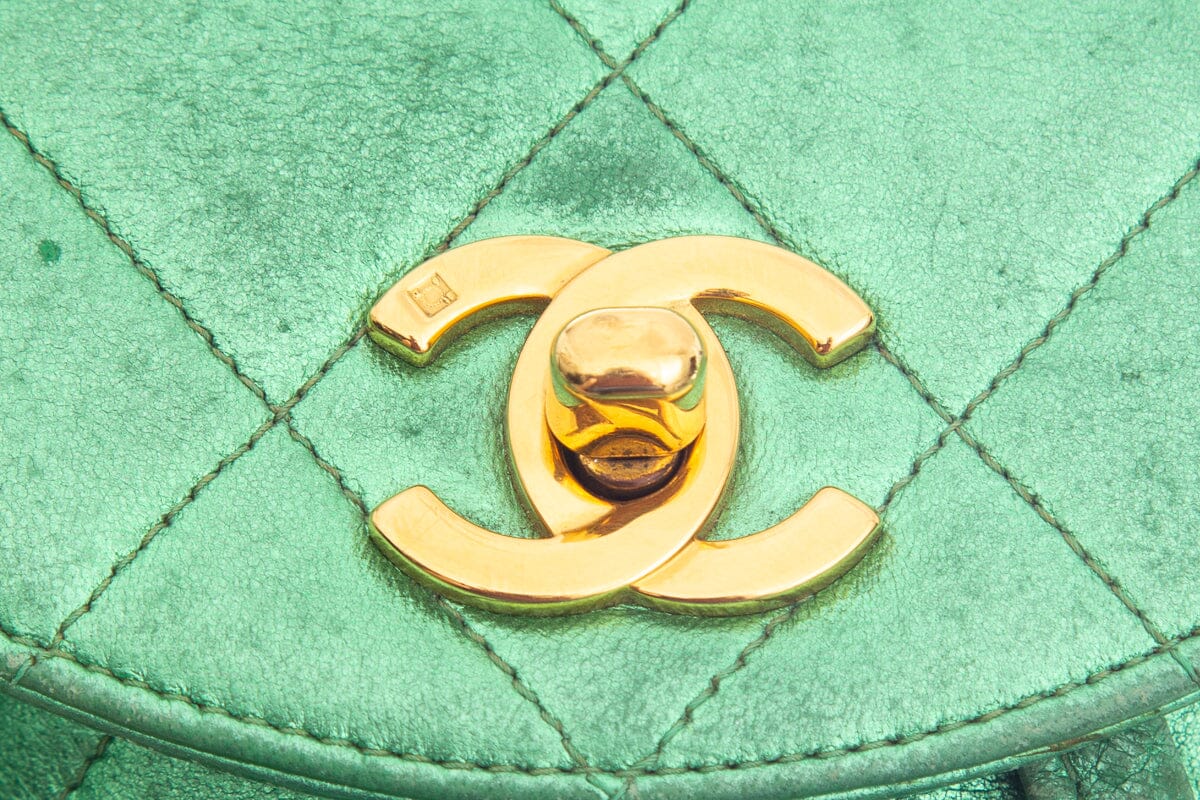 Chanel Vintage Metallic Green Mini Duma Backpack