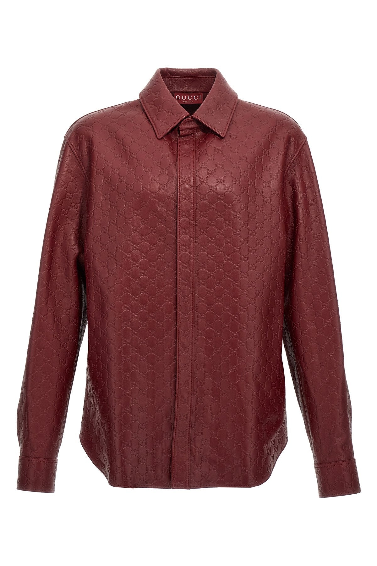 Gucci Men 'Gg' Leather Overshirt