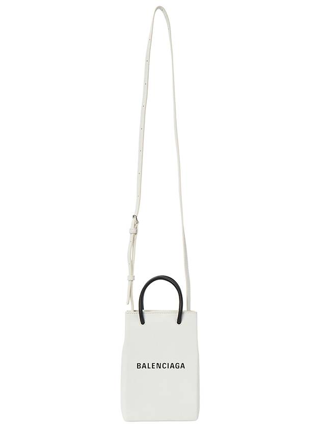 Luxury Balenciaga  Logo Print Phone Holder Small Cross Bag White