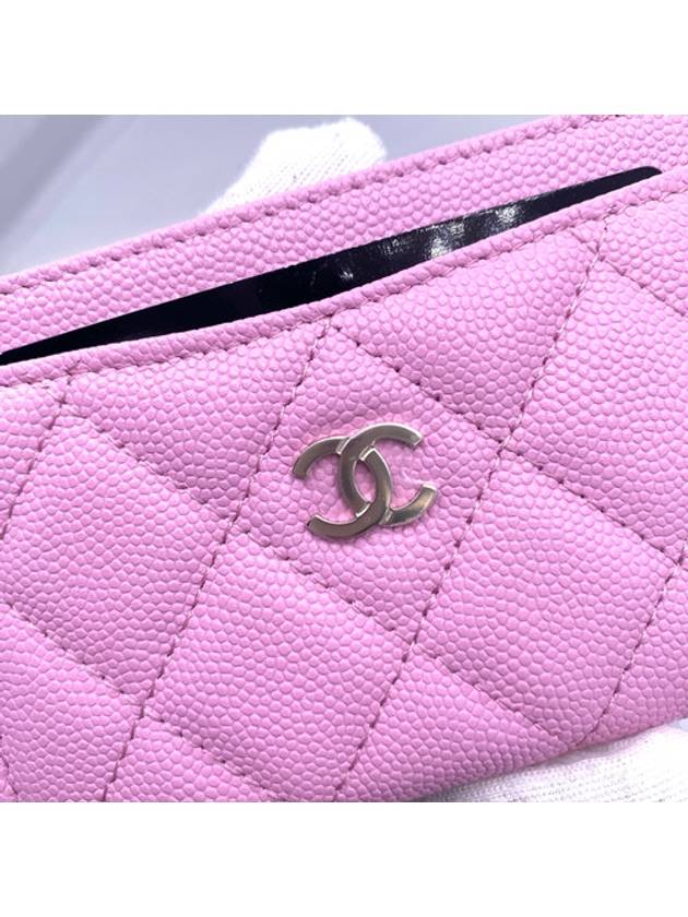 Classic Gold Hardware Grained Shiny Calfskin Card Wallet Light Pink Chanel