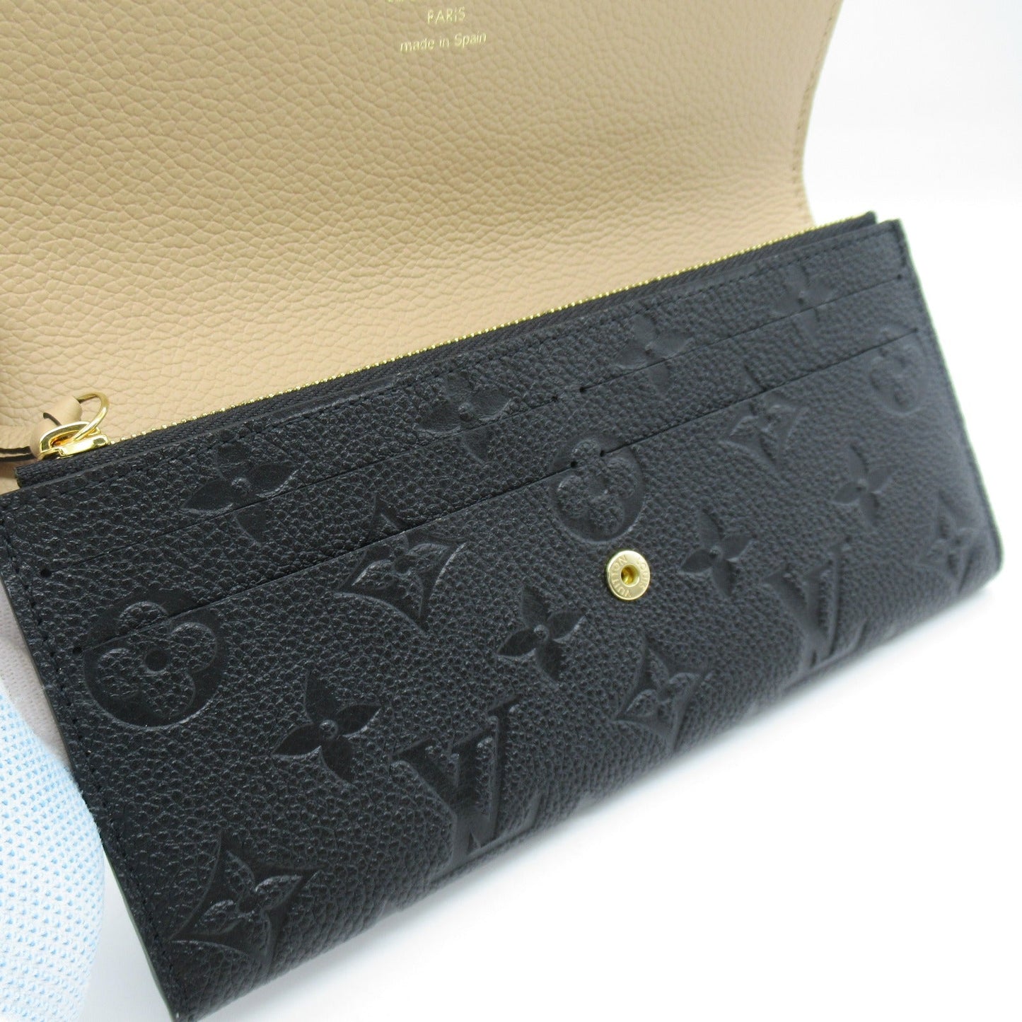 Louis Vuitton Portefolio Emily Double Fable Wallet Double Foldable Wallet Leather Monogram Emplant  Black M62369