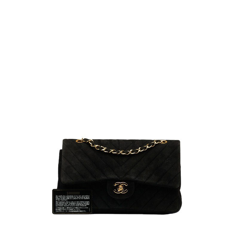 Chanel Mattress 25 Double Flat Chain houlder Bag Black Sweater Lady Chanel