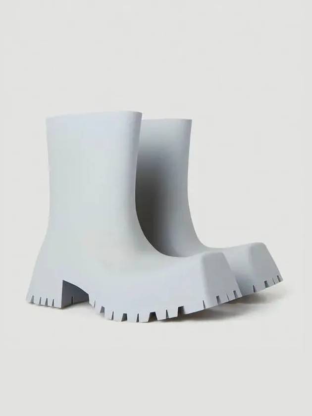 Luxury Balenciaga  Square Toe Rubber Rain Boots Grey