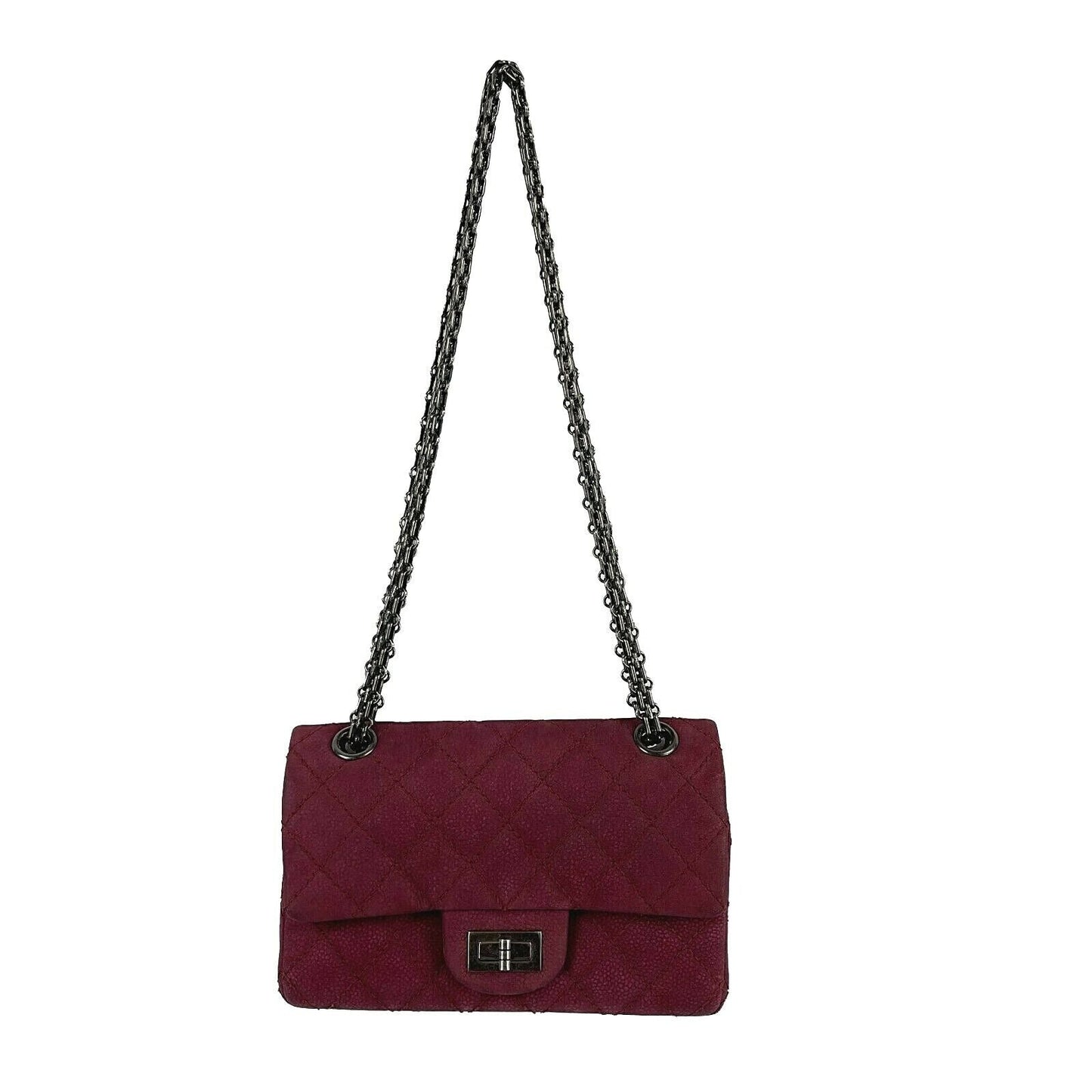 CHANEL- Matte Caviar 2.55 Reissue - Diamond Quilted Mini Raspberry Crossbody