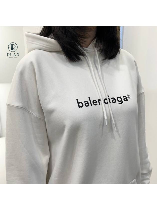 Luxury Balenciaga  WoMen's logo printed oversized Hoodie top white