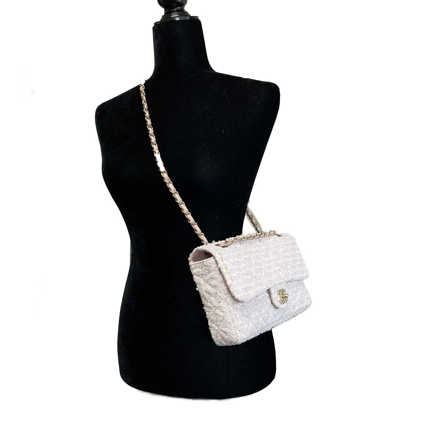 Top Quality Chanel New Classic Double New in Medium Tweed Pink Crossbody Bag