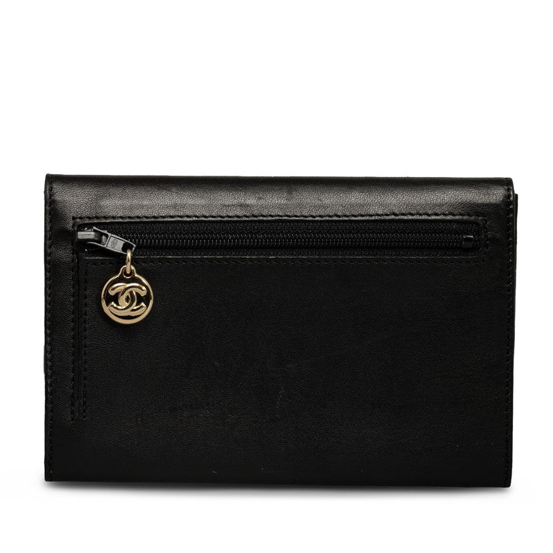 Chanel Double Folded Wallet Lambskin Black Ladies