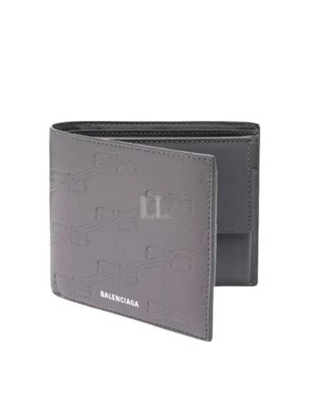 Luxury Balenciaga  BB Monogram Box Half Wallet Grey
