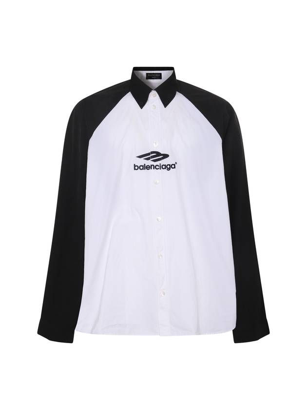 Luxury Balenciaga  Raglan Cotton Polo Shirt Black White