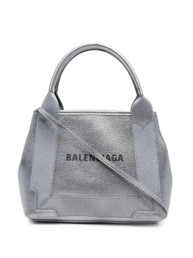 Luxury Balenciaga  Navy Cabas XS Leather Tote Bag Grey