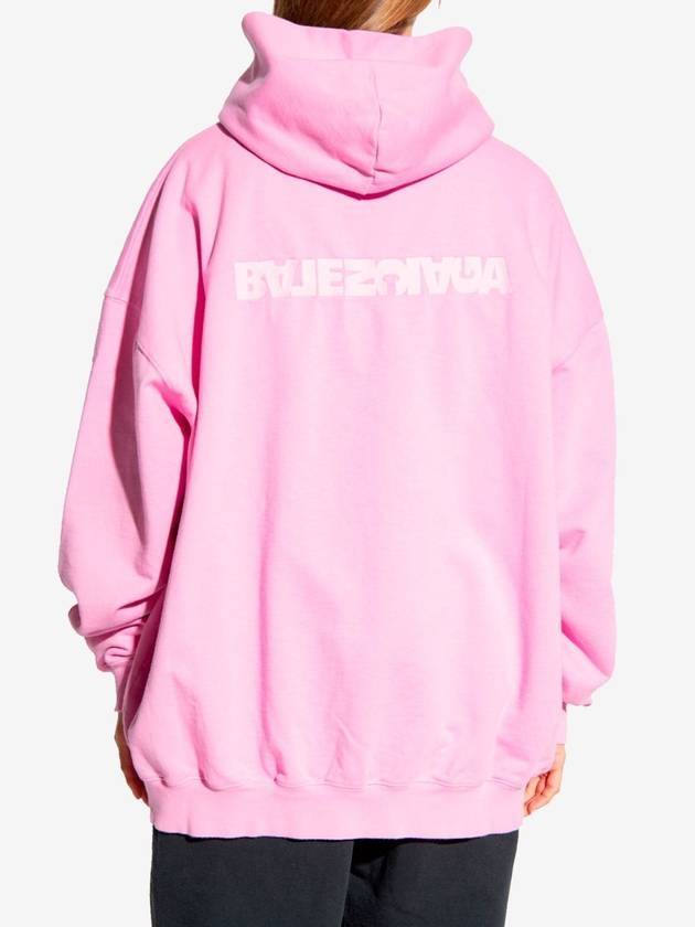 Luxury Balenciaga  Logo Print Hoodie Pink