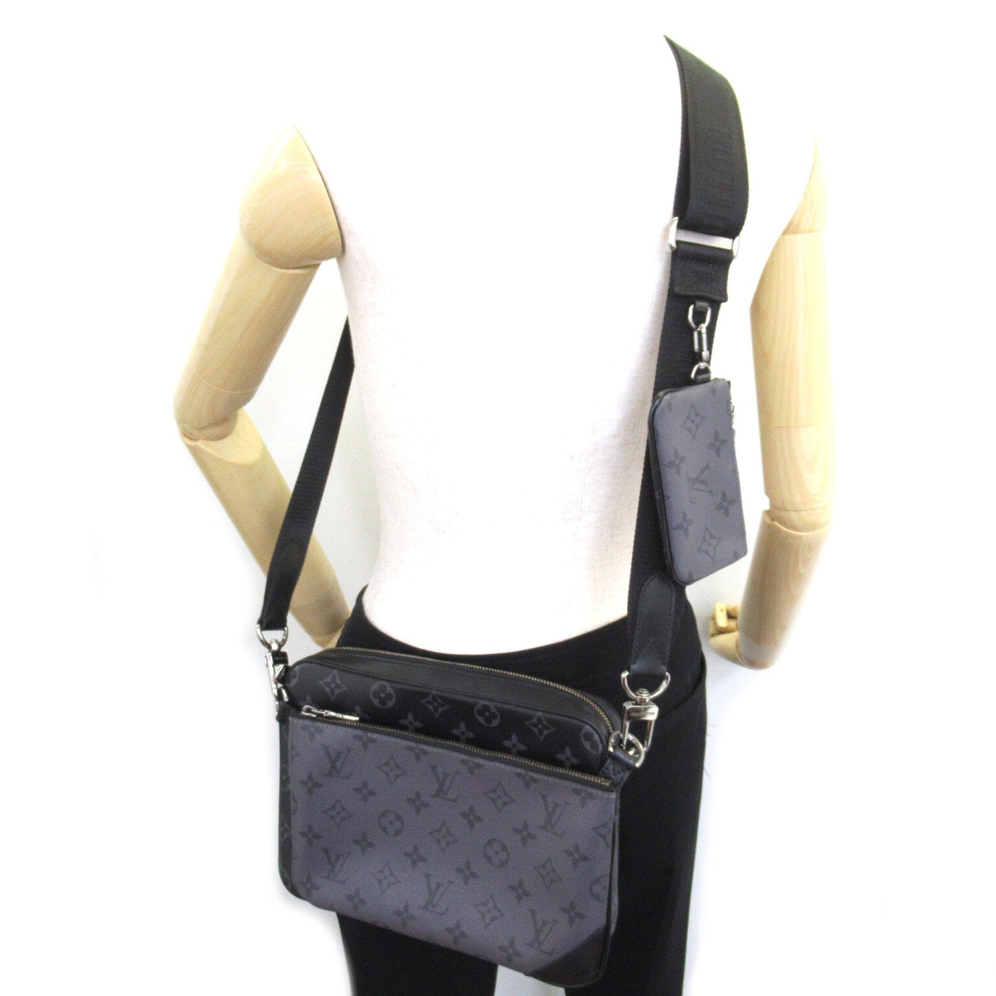 Louis Vuitton Trio Messengers Shoulder Bag PVC Coated Canvas Monogram Exclusively   Black M69443