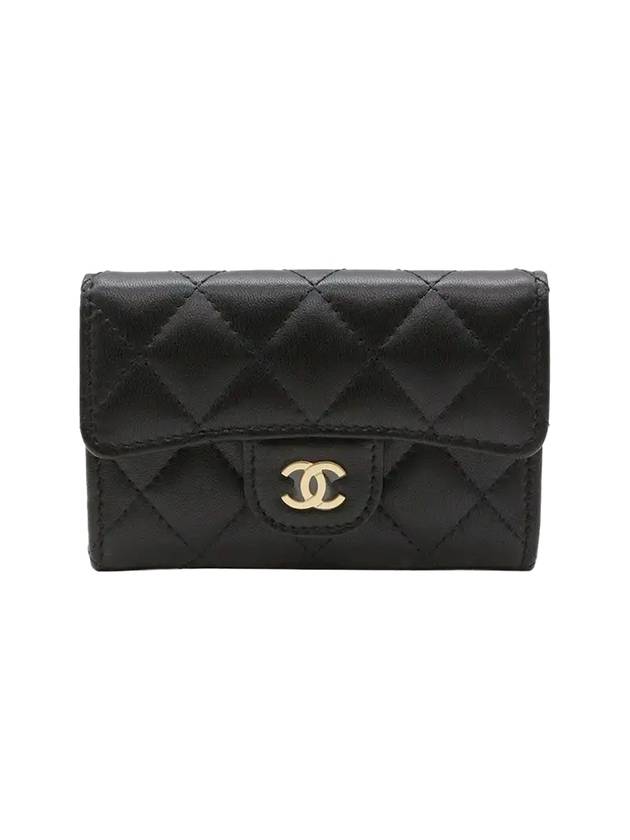 Classic Card Holder Lambskin Gold Black Chanel
