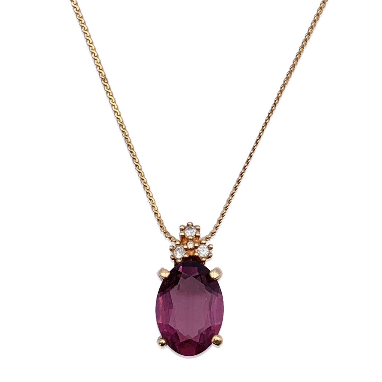 CHRISTIAN DIOR Vintage Gold Oval Purple Crystal Pendant Necklace