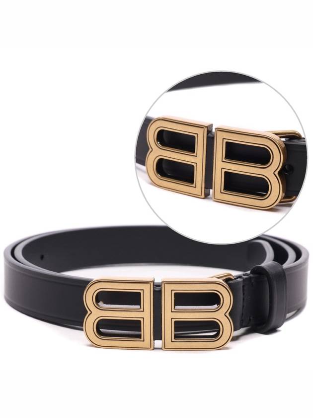 Luxury Balenciaga  Hourglass Thin Leather Belt Black