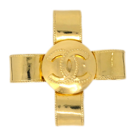 Chanel Cross Brooch Pin Gold 97A