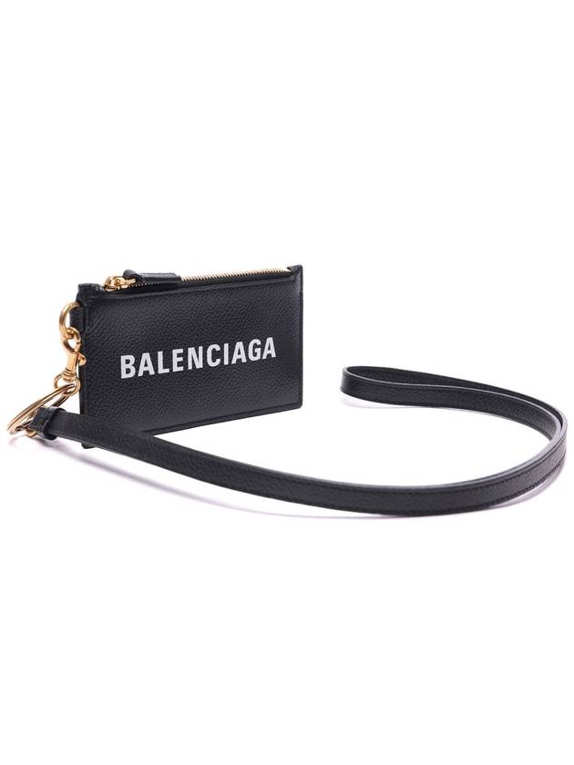 Luxury Balenciaga  Logo Cash Keyring Card Wallet Black