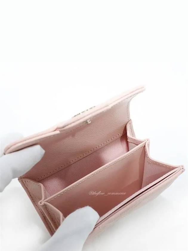 Classic CC Logo Flap Caviar Card Wallet Pink Chanel