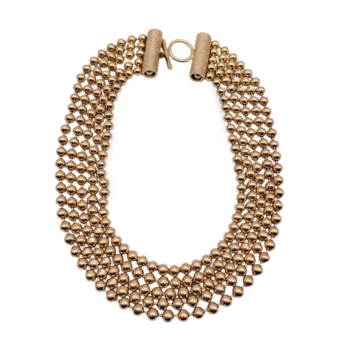 CHRISTIAN DIOR Vintage Gold Metal Multi Strand Beaded Chain Necklace