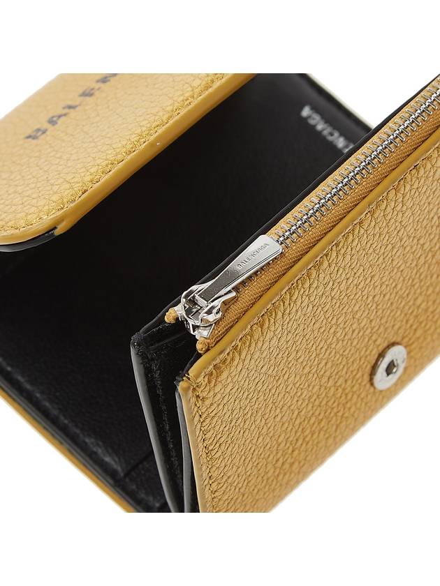 Luxury Balenciaga  Logo Print Tri-Fold Half Wallet Gold