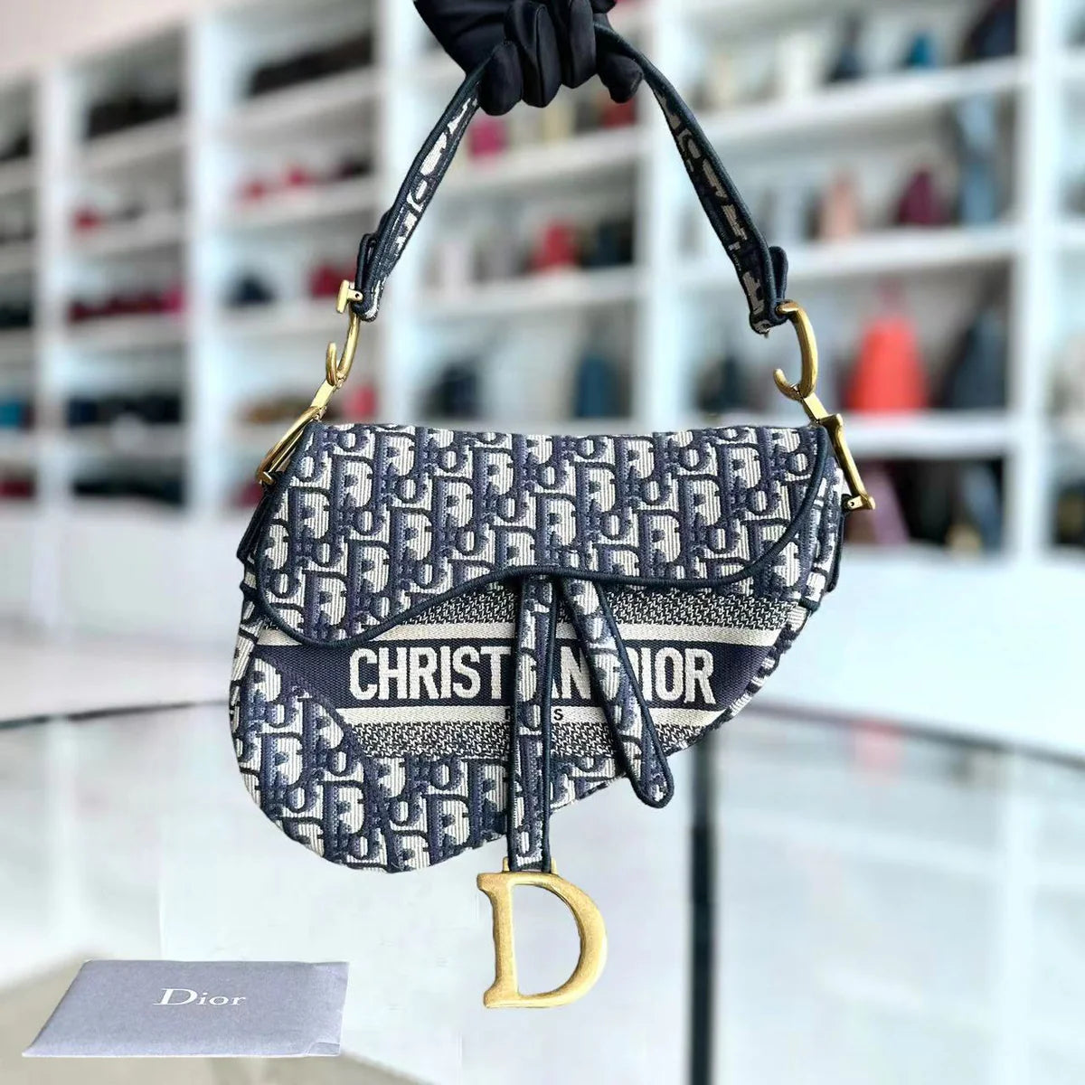 Dior Saddle Medium - Oblique Canvas Monogram Dark Blue Gold Hardware