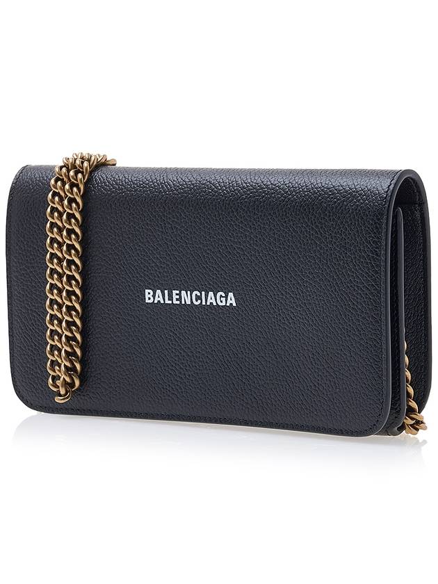 Luxury Balenciaga  Cash Chain Wallet Mini Calfskin Cross Bag Black