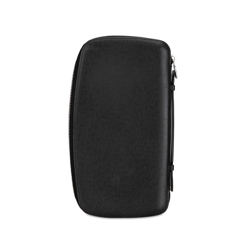 Louis Vuitton Taiga Organizer Atoll Roundfasner Long Wallet M30652 Black Leather Mens LOUIS VUITTON