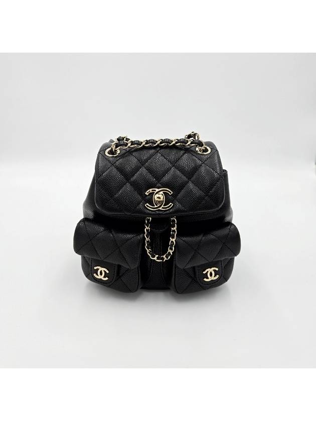 Duma Two Pocket Small Caviar Backpack Black Chanel