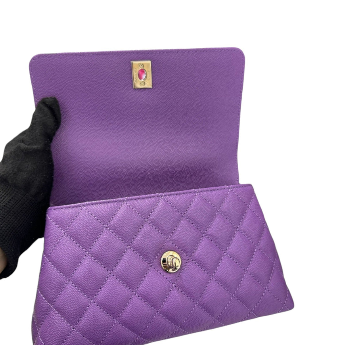 Coco Handle Flap Small Caviar Quilted Purple LGHW