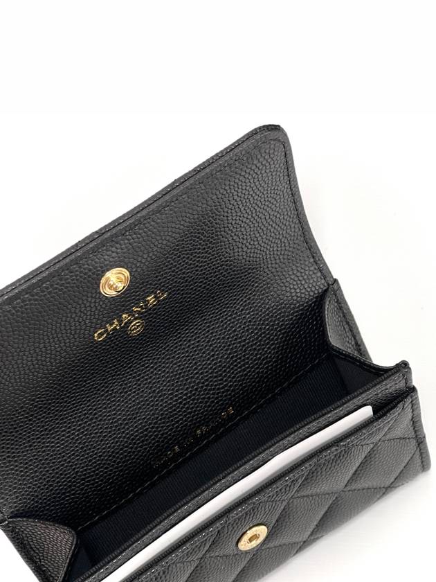 Gold Hardware CC Logo Calfskin Flap Half Wallet Black Chanel