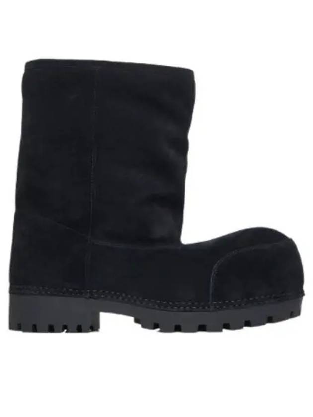 Luxury Balenciaga  Suede Fur Winter Boots Black