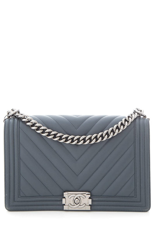 Chanel 2018 New Medium Grey BoyBag in Lambskin FlapBag