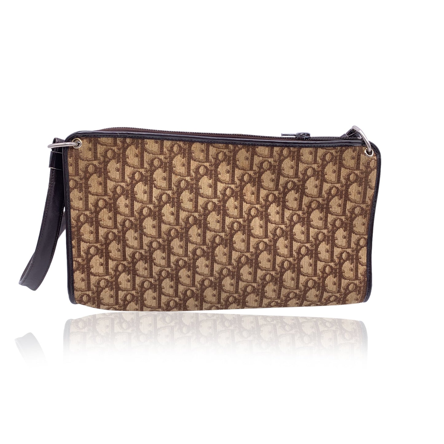 CHRISTIAN DIOR Vintage Brown Oblique Monogram Canvas Shoulder Bag