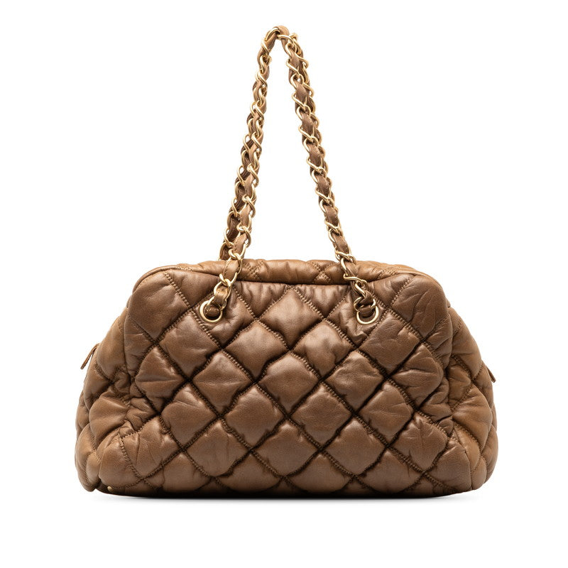 Chanel Coco Bubble Kilt Chain Shoulder Bag Brown   Chanel