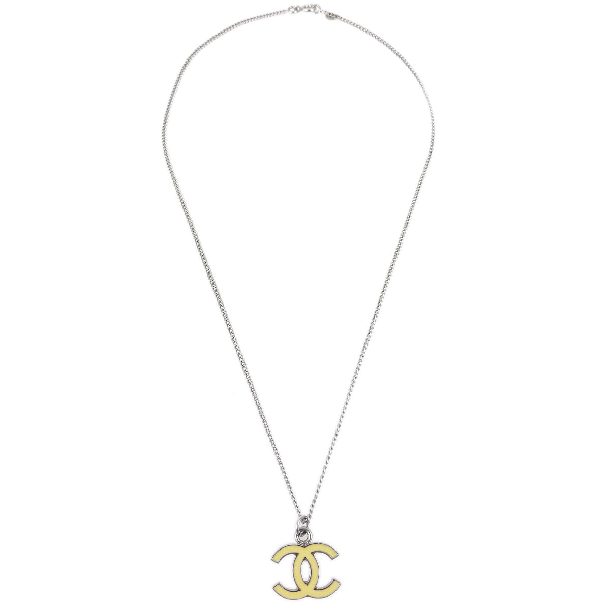 Chanel Chain Necklace Silver White 06V