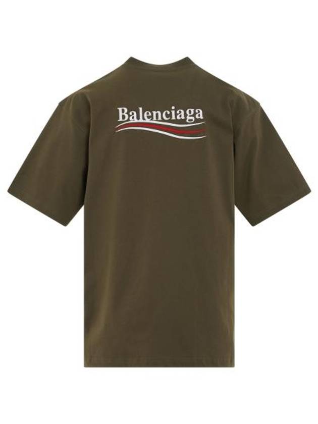 Luxury Balenciaga  Wave Logo Political Campaign Large Fit Short Sleeve T Shirt Khaki