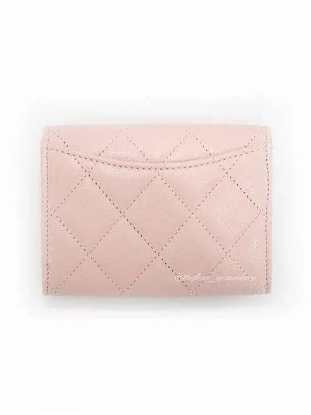 Classic CC Logo Flap Caviar Card Wallet Pink Chanel