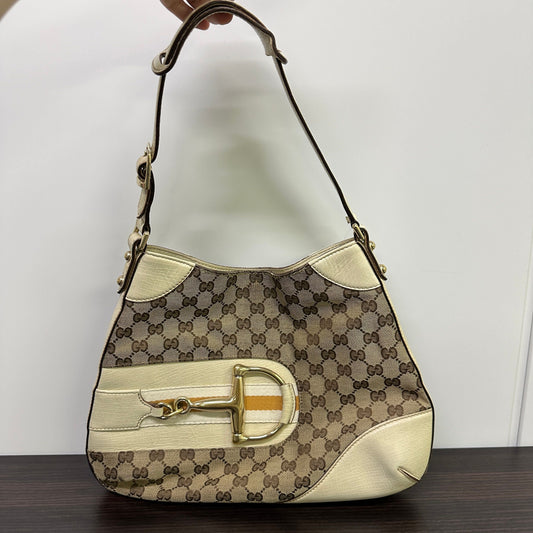 Gucci Handbag - Leather Canvas Handle Bags, Handbags LB